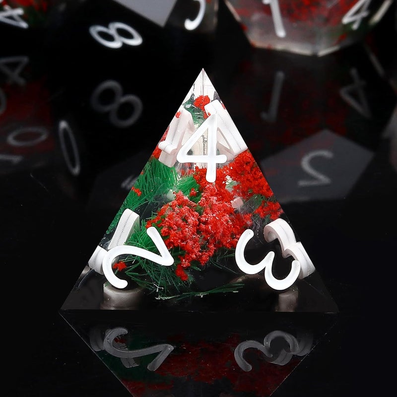 Haxtec DND Dice Set Sharp Edge Resin Dice Set with Dice Case, Flower D and D Dice, Polyhedral D&D Dice Set for Dungeons and Dragons TTRPGs DND Gift, Red - Image 2